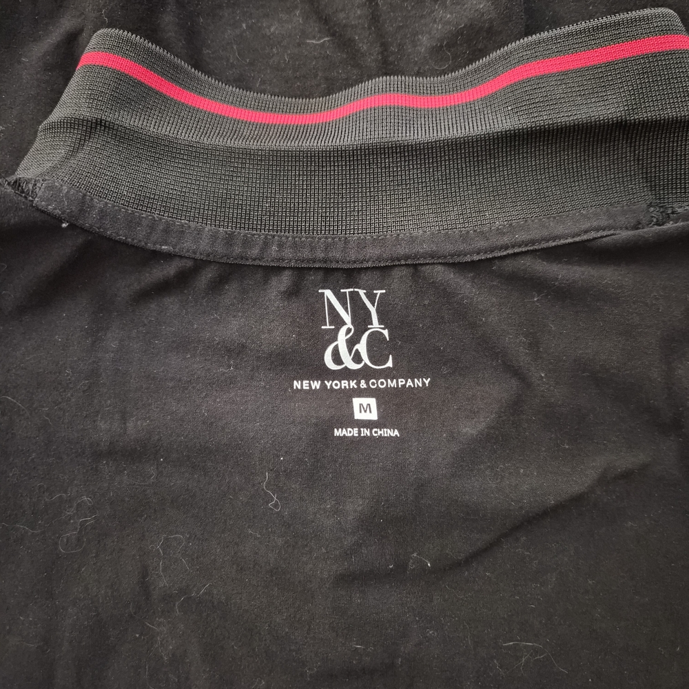 New York & Company Black Shirt with Red Accents